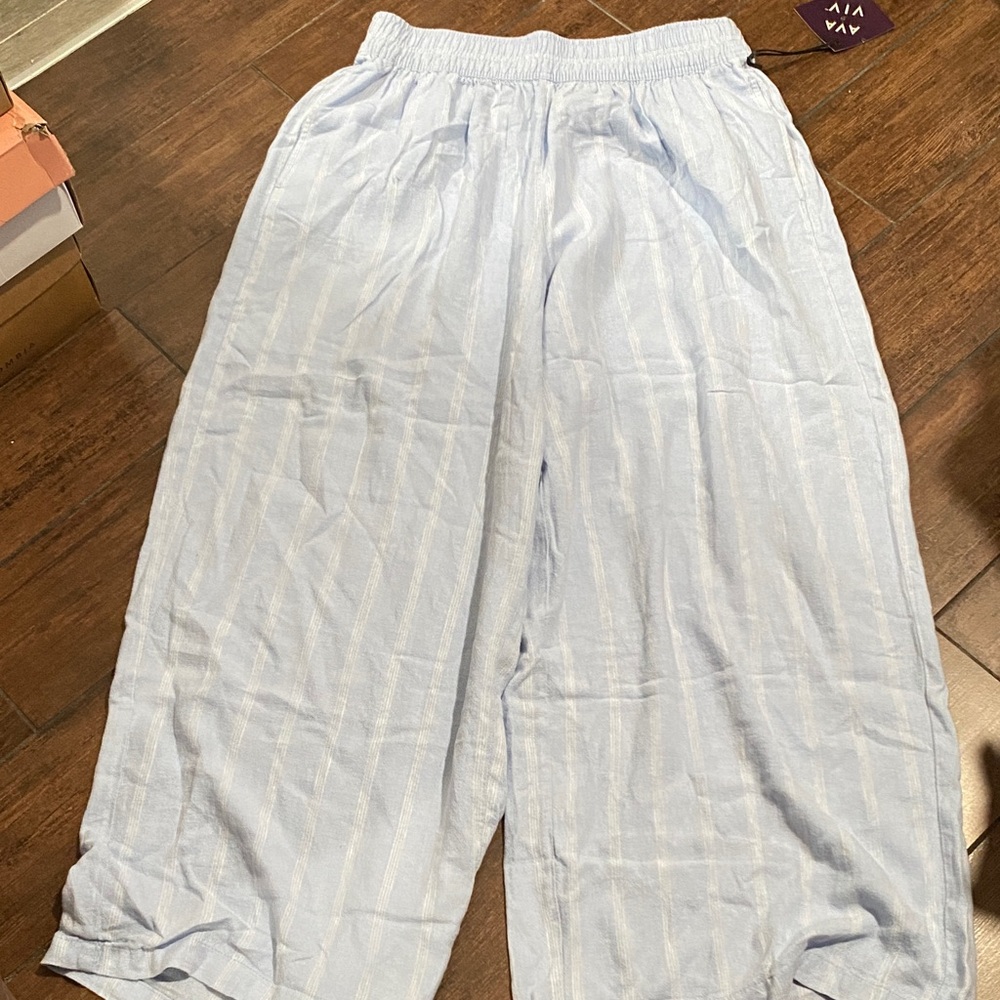 Ava & Viv womens Casual Light Blue Striped Pants